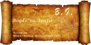Bogács Ipoly névjegykártya